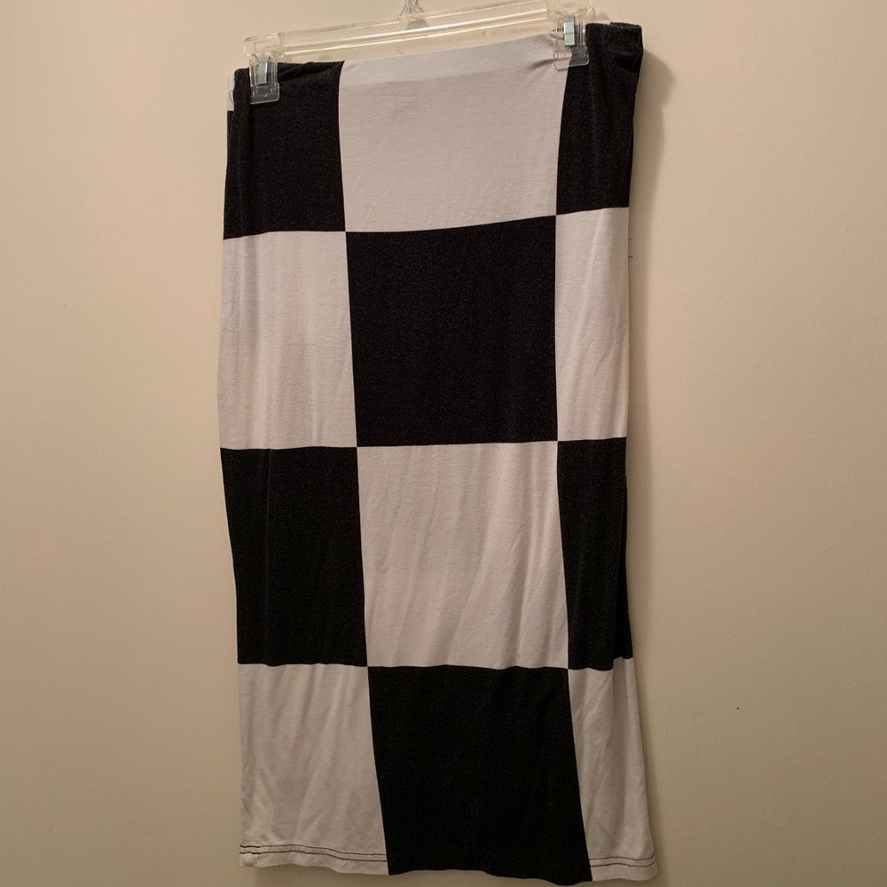 Black and white checkered skirt